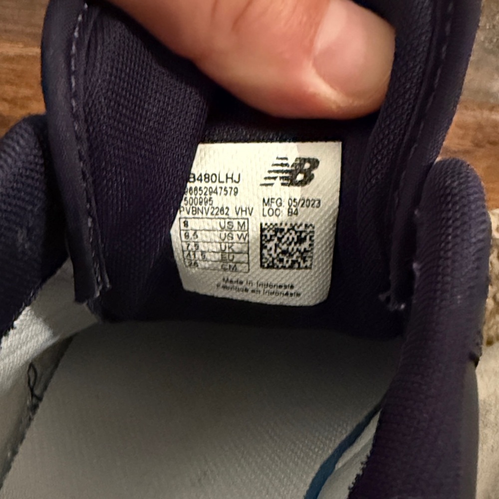 New Balance 480 Navy and White Sneakers - Picture 5 of 6